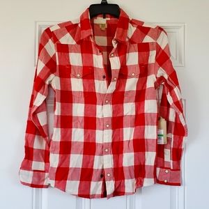 True craft western red plaid button shirt new with tags